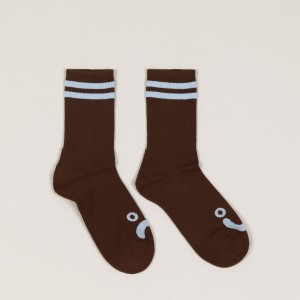 Polar Happy Sad Socks Brown Blue